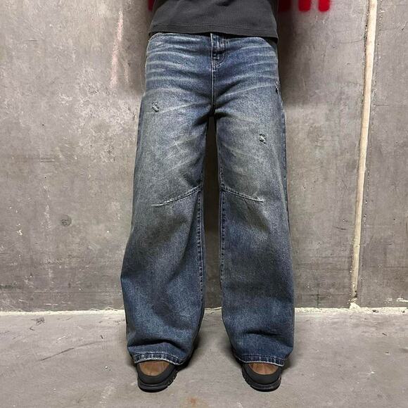 Distressed Blue Vintage baggy y2k Denim WAIST 28